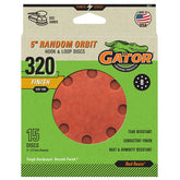 Gator 4377 Sanding Disc, 5 in Dia, 320 Grit, Very Fine, Aluminum Oxide Abrasive, Fiber Backing, 15/PK